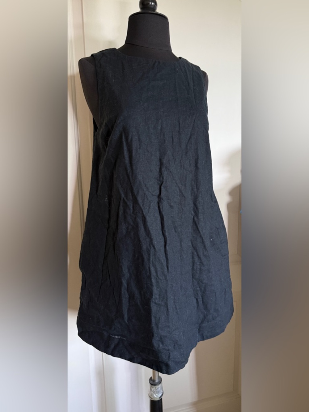 Abercrombie Black Linen Blend Shift Dress Mini Small NWT - Picture 2 of 9